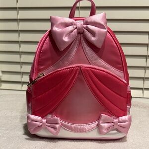Loungefly Pink Satin Bow Mini Backpack Princess Style Coquette”